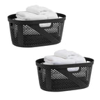 Mind Reader 40L Laundry Basket, Clothes Hamper, Ventilated, Plastic, 23''L x 14.5''W x 10.5''H, Set of 2, Black