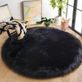 ORINOVA Black Round Rugs 6ft Fluffy Washable Faux Sheepskin Shaggy Fur Rugs for Bedroom Plush Shag Rug for Living Room Nursery L