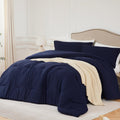 Quataly Full Comforter Sets Navyblue,3Pcs Soft Lightweight Breathable Bedding Comforter Sets For All Season, Full Size(82''  86'