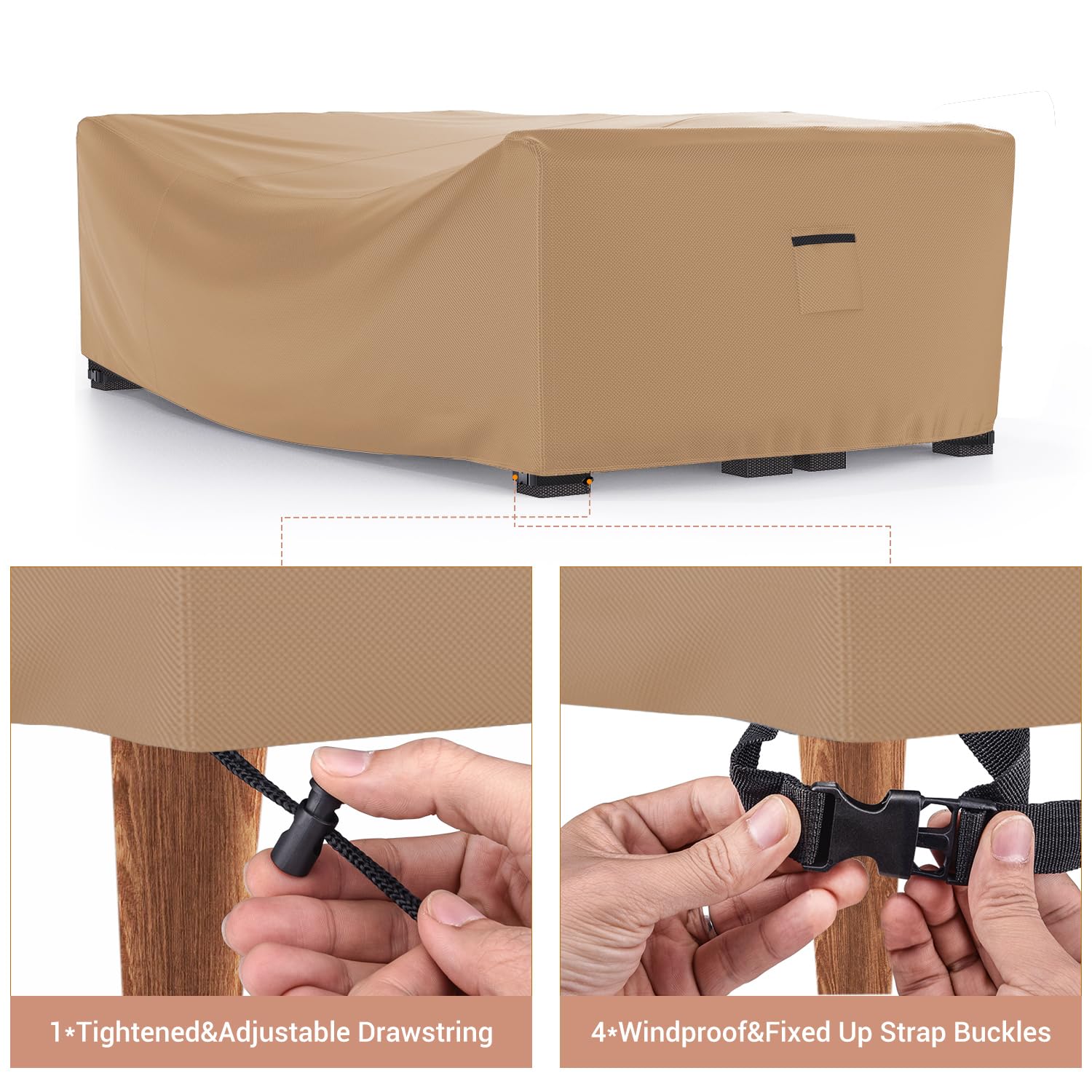 Mrrihand Heavy Duty Patio Furniture Covers, Outdoor Furniture Covers Waterproof Sectional Sofa Set , Patio Table And Chair Set Cover 138'L×86'W×28'H,Brown