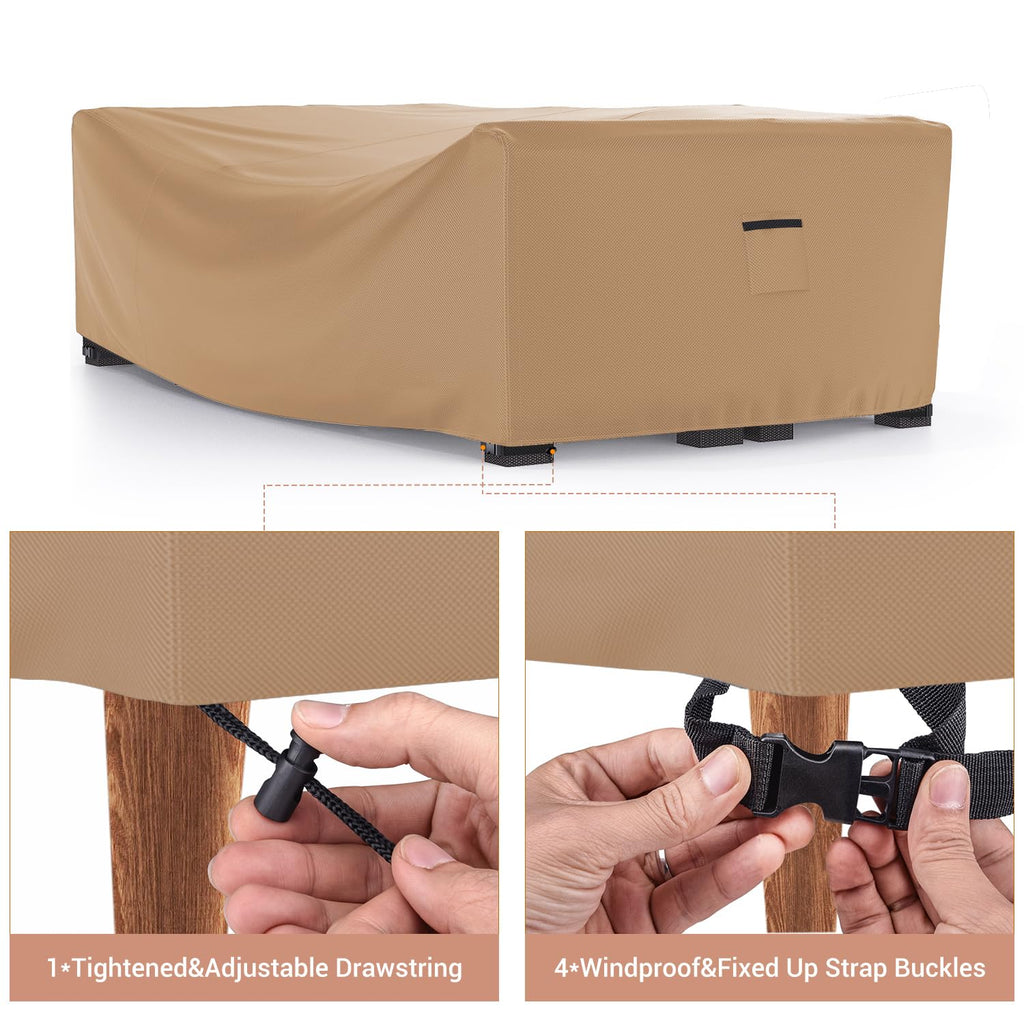 Mrrihand Heavy Duty Patio Furniture Covers, Outdoor Furniture Covers Waterproof Sectional Sofa Set , Patio Table And Chair Set Cover 128'L×83'W×28'H,Brown