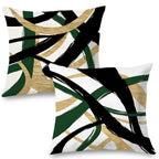 Supwhd Black Gold And Green Pillow Covers, Abstract Black And Gold Pillow Covers 24X24 Set Of 2, Modern Boho Decorative Throw Pi