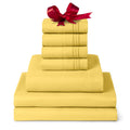 Mellanni Split King Sheet Set - 7-Piece Iconic Collection Bedding, (Including 4 Pillowcases), 16-Inch Deep Pocket, Easy Care, Extra Soft, Cooling Sheets, Brushed Microfiber - Yellow
