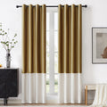 Bulbul Color Block Window Curtains Panels 120 Inches Long Gold Ivory Velvet Farmhouse Drapes For Bedroom Living Room Darkening T