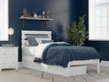 AFI, Oxford Twin XL Platform Bed with Set of 2 Underbed Storage Drawers, White