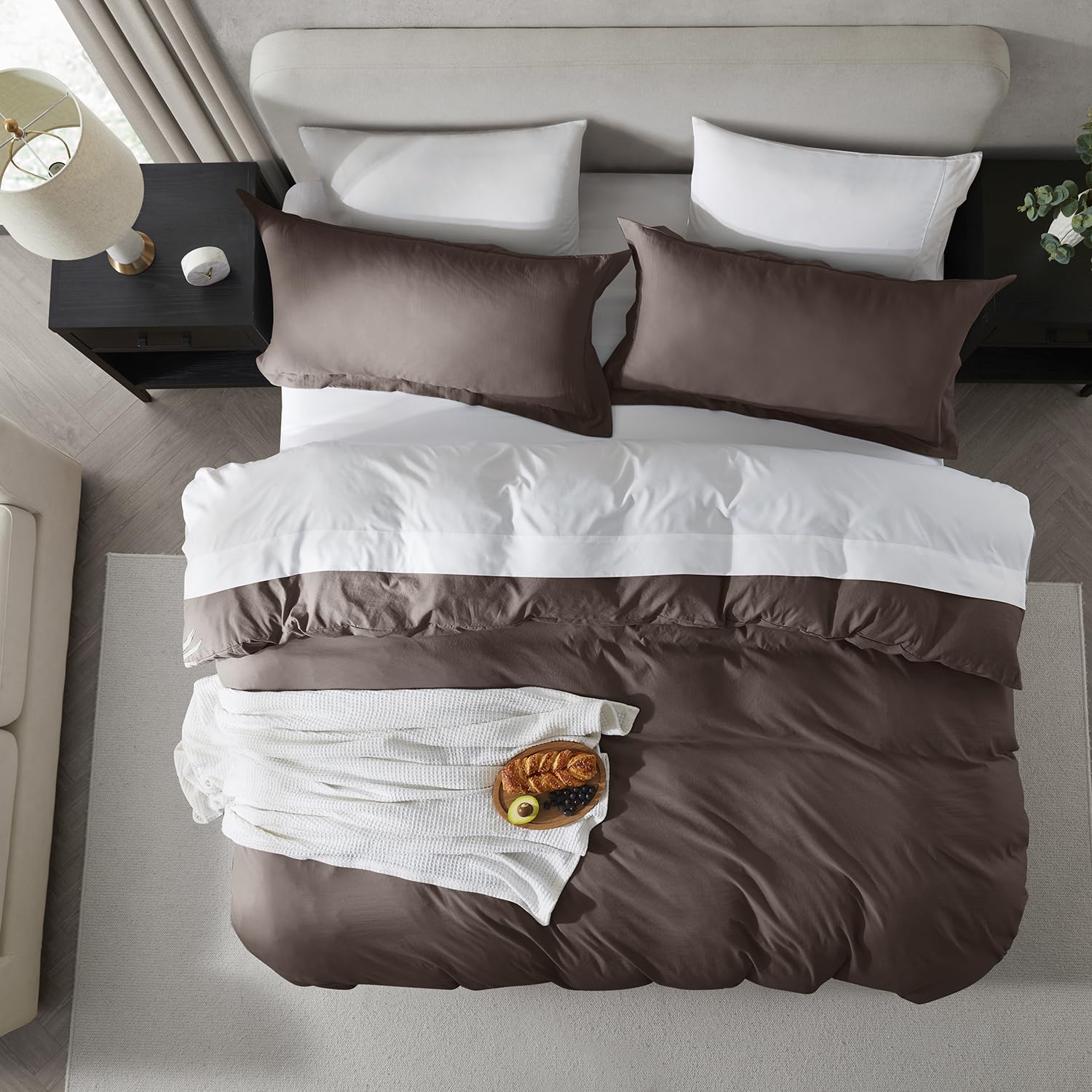 Nestl Chocolate Brown Duvet Cover King Size - Soft Prewashed King Duvet Cover Set, 3 Piece, With Zipper Closure, 1 Duvet Cover 104X90 Inches And 2 Pillow Shams - No Comforter