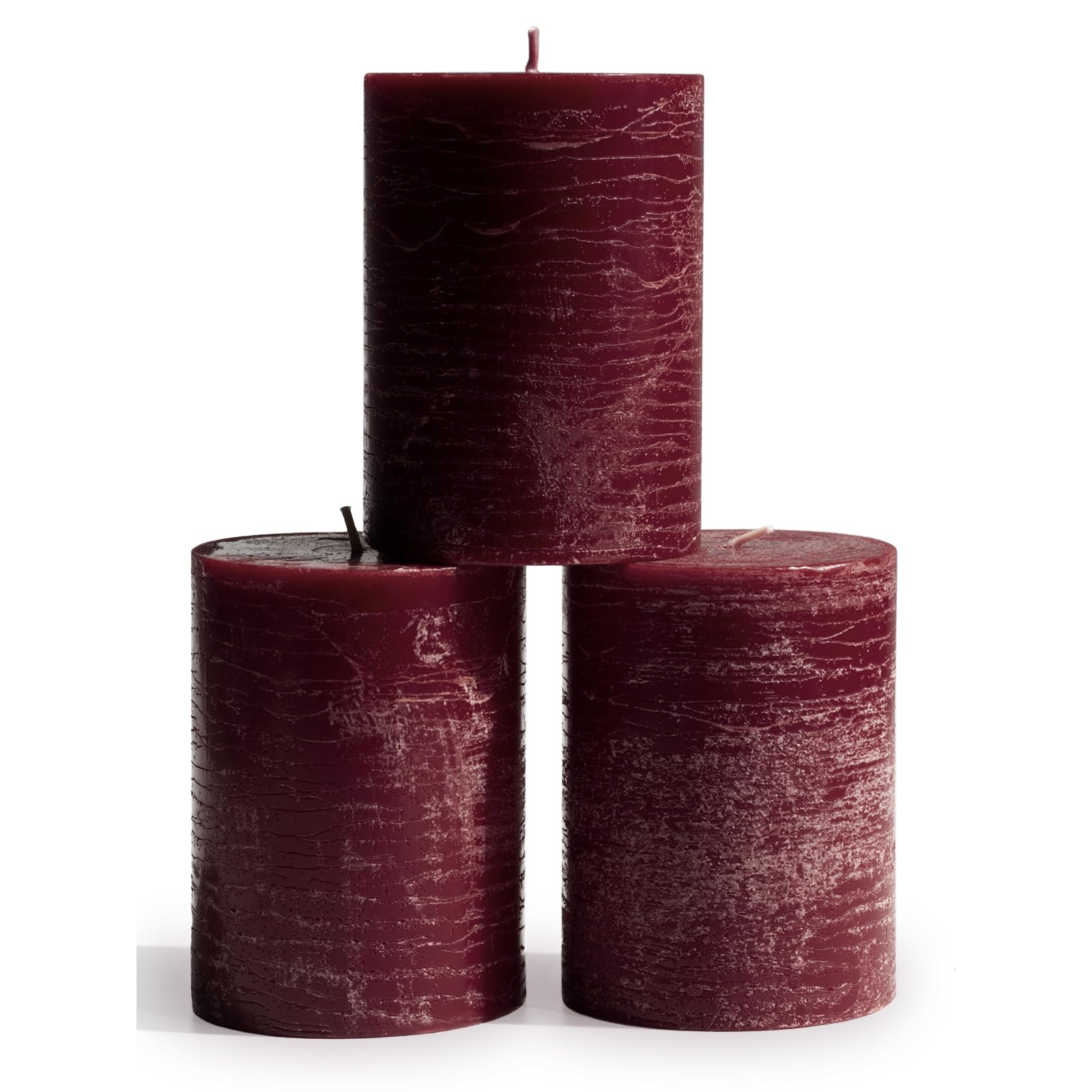 CANDWAX 3x4 Pillar Candle Set of 3 - Decorative Rustic Candles Unscented and No Drip Candles - Ideal as Home Decor Candles or La