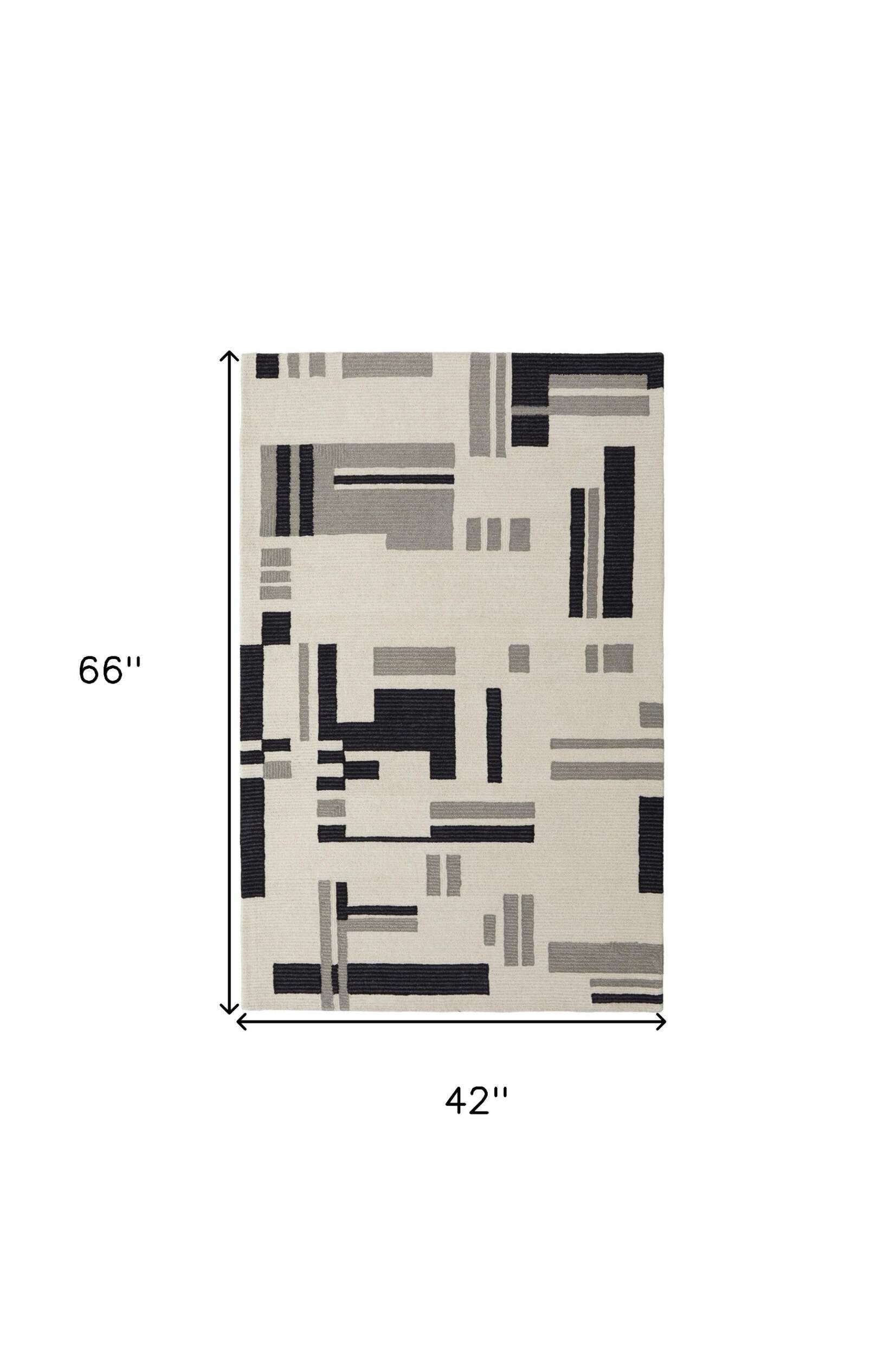 HomeRoots 514403 9 x 12 ft. Ivory & Taupe Wool Abstract Hand Tufted Handmade Rectangle Area Rug