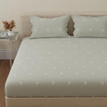 Huesland By Ahmedabad Cotton 144 Tc Cotton Bedsheet For Double Bed With 2 Pillow Covers | Sage Green & White