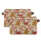 Christmas Gingerbread Man Storage Basket Fabric Kitchen Baskets Xmas Candy Cane Winter Snowflake Open Home Storage Bins Boxes Fo