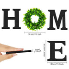 12 Inch Home Letters With Wreath Wall Decor Living Room Black Wooden Home Sign Modern Farmhouse Decor Flower Garland Decoration