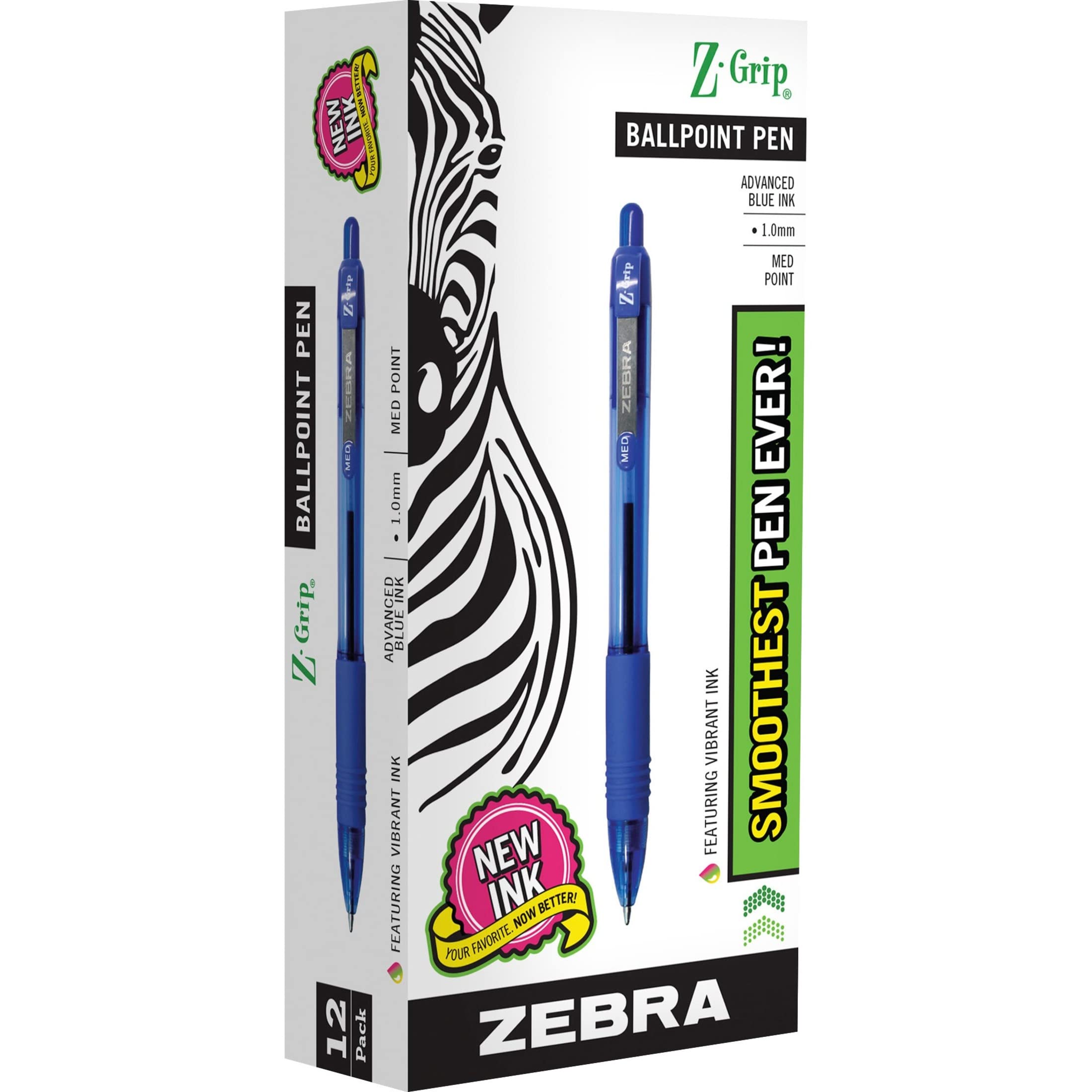 Zebra Pen Z-Grip Retractable Ballpoint Pen, Medium Point, 1.0Mm, Blue Ink, 12-Count (22220) - (Case Of 6, 72 Count Total)