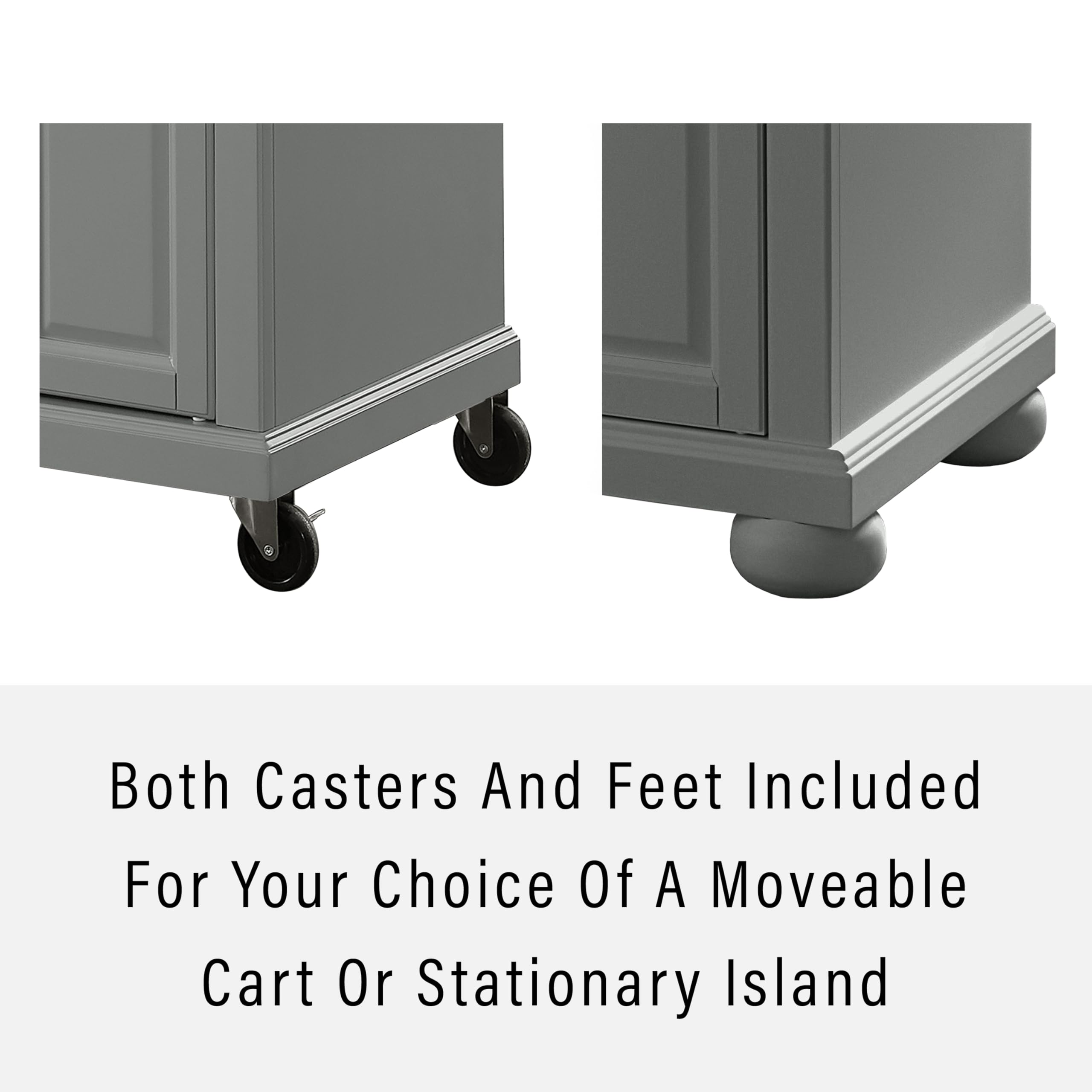 Crosley Furniture Alexandria Stone Top Rolling Kitchen Island Storage Cart, Microwave Stand, Spice Rack, Gray