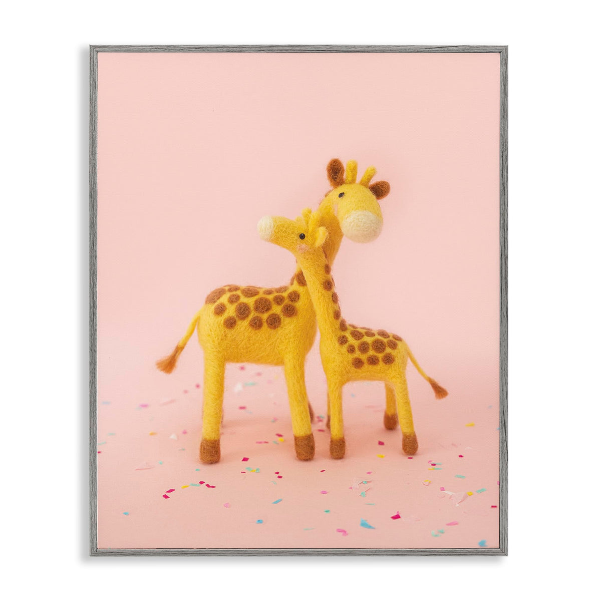 Stupell Industries Pastel Pink Hugging Giraffes Framed Giclee Art, Design by Lemon & Sugar