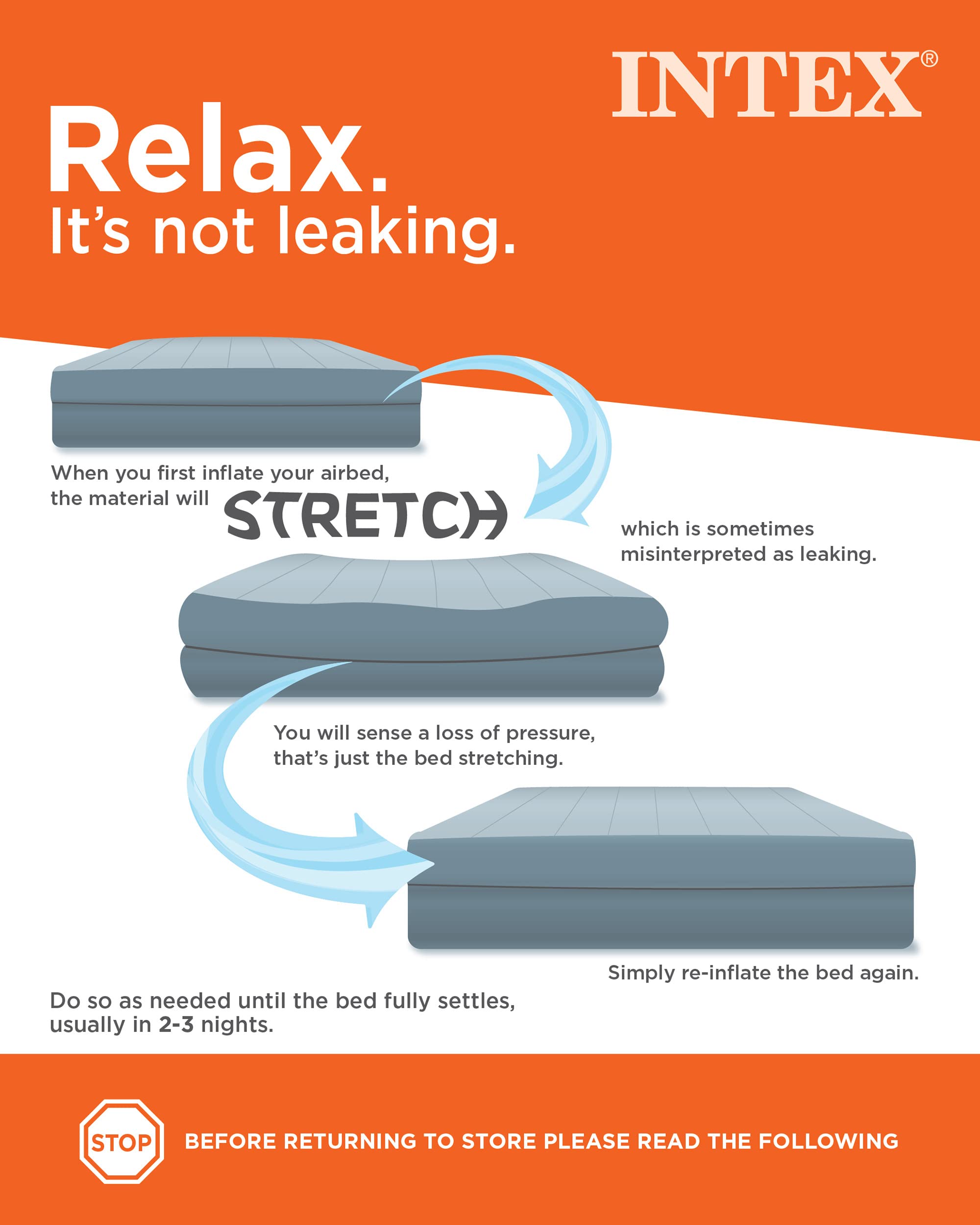 Intex 64107E Dura-Beam Standard Prestige Air Mattress: Fiber-Tech - Twin Size - 10In Bed Height - 300Lb Weight Capacity - Pump Sold Separately