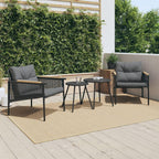 vidaXL 4 Piece Black Steel Balcony Furniture Set with Cushions and Round Coffee Tables for Outdoor, Patio, Garden, Terrace Use