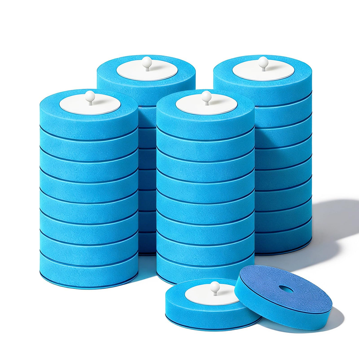 SOPAMI 32pcs Disposable Toilet Brush Refills,3Layer PreLoaded Rich Foam
