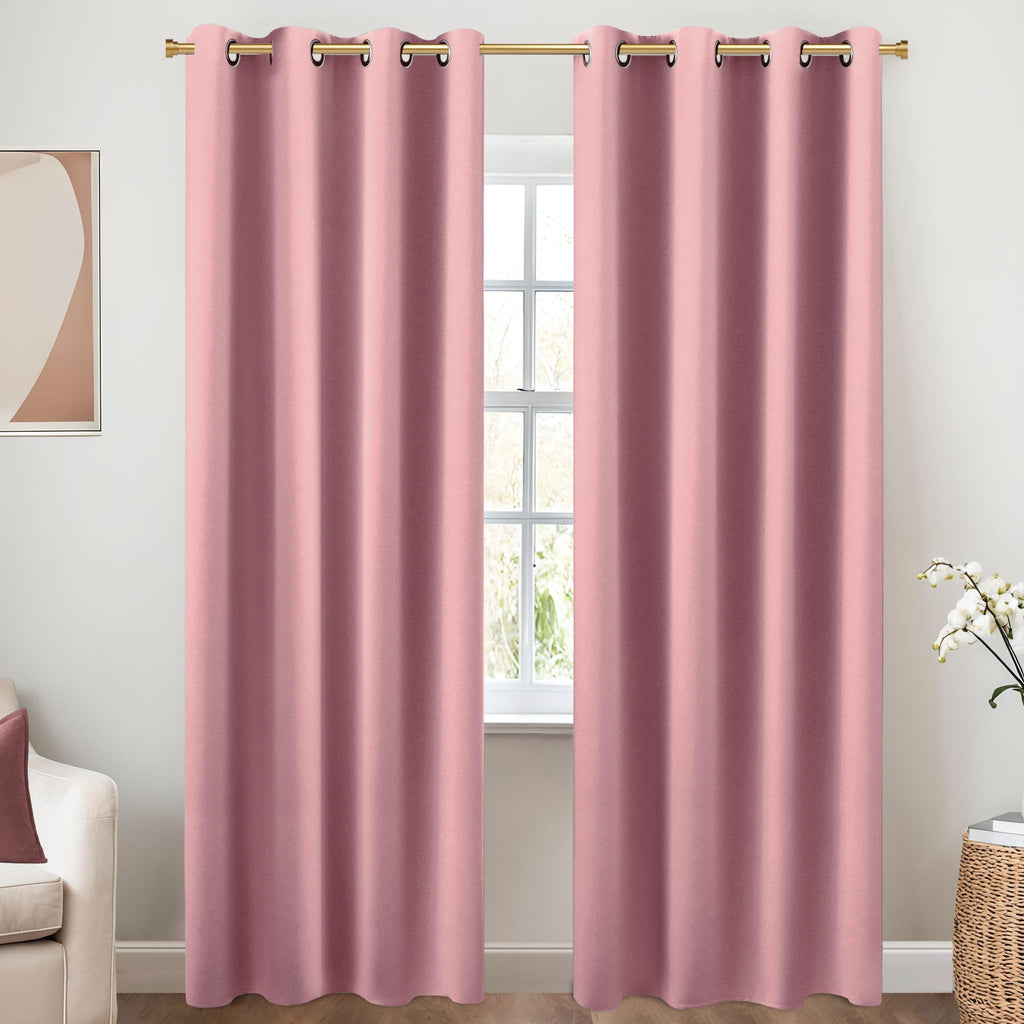 Koufall Mauve Curtains 96 Inches Long For Living Room 2 Panels Set,Boho Blackout Dusty Rose Window Treatments Privacy Curtain For Bedroom