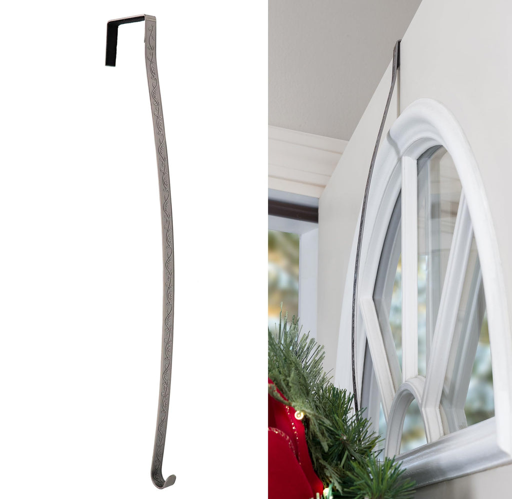Premium Holly Embossed Highprofile Wreath Hanger - Pewter Holly
