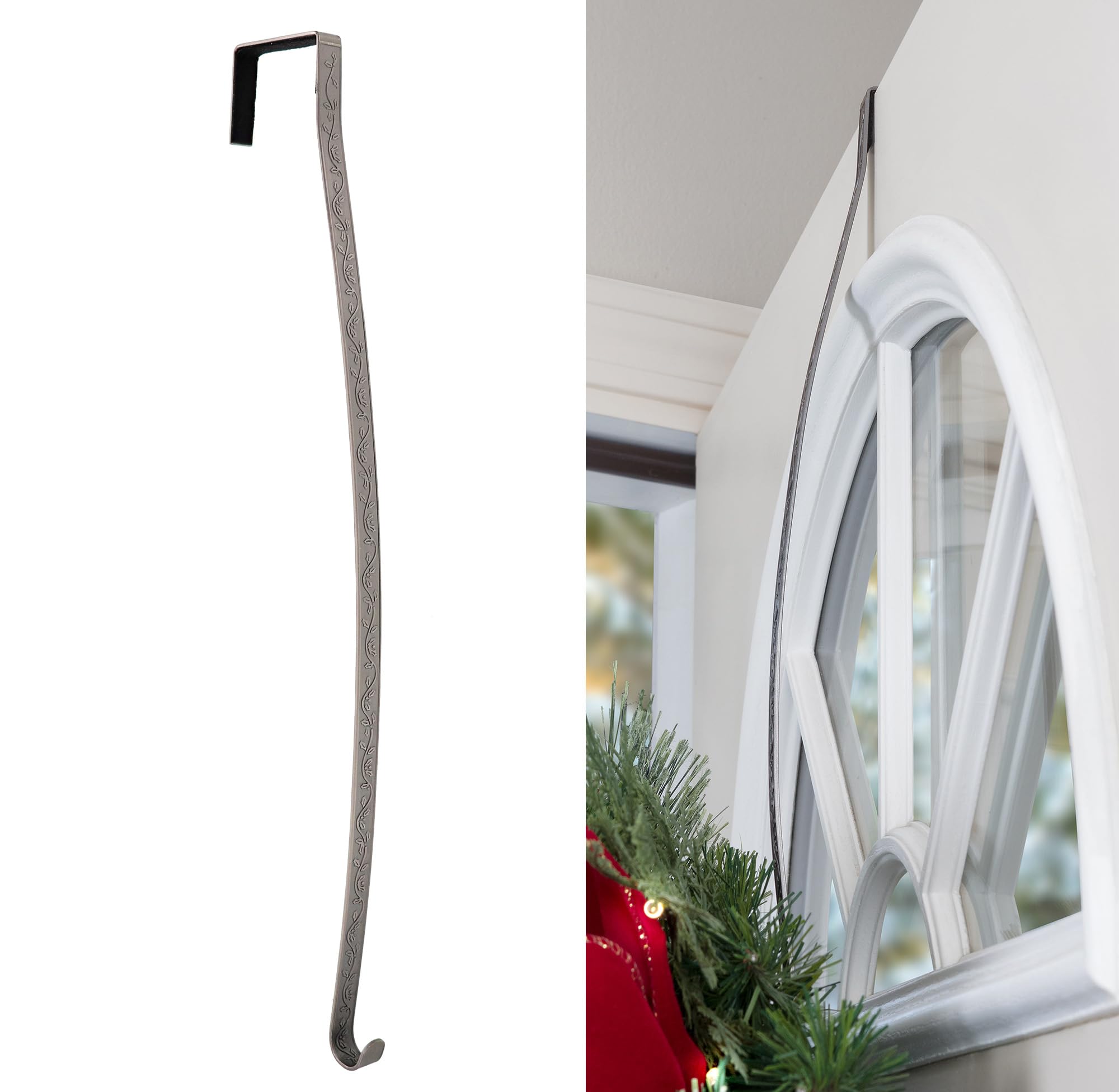 Premium Holly Embossed Highprofile Wreath Hanger - Pewter Holly