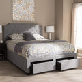 Baxton Studio Aubrianne Modern and Contemporary Grey Fabric Upholstered Queen Storage Bed Grey/Queen//Contemporary/Fabric Polyes