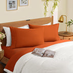 Horbaunal 2 Pack Microfiber Pillowcases King Size Burnt Orange Bed Pillow Cases With Envelope Closure, 1800 Thread Count Soft &