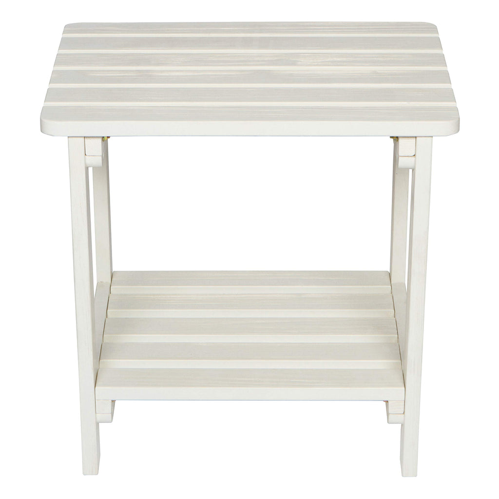 Shine Company Providence Rectangular Solid Wood Side Table, Outdoor Adirondack Patio Table, Eggshell White