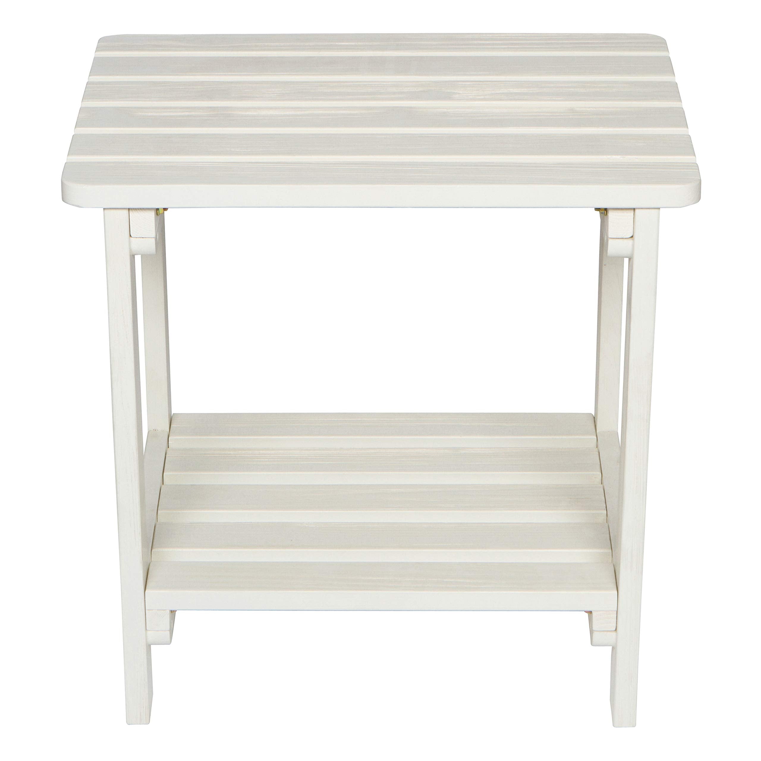 Shine Company Providence Rectangular Solid Wood Side Table, Outdoor Adirondack Patio Table, Eggshell White