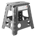Casafield 16 Folding Step Stool with Handle, Gray - Portable Collapsible Small Plastic Foot Stool for Adults - Use in The Kitche