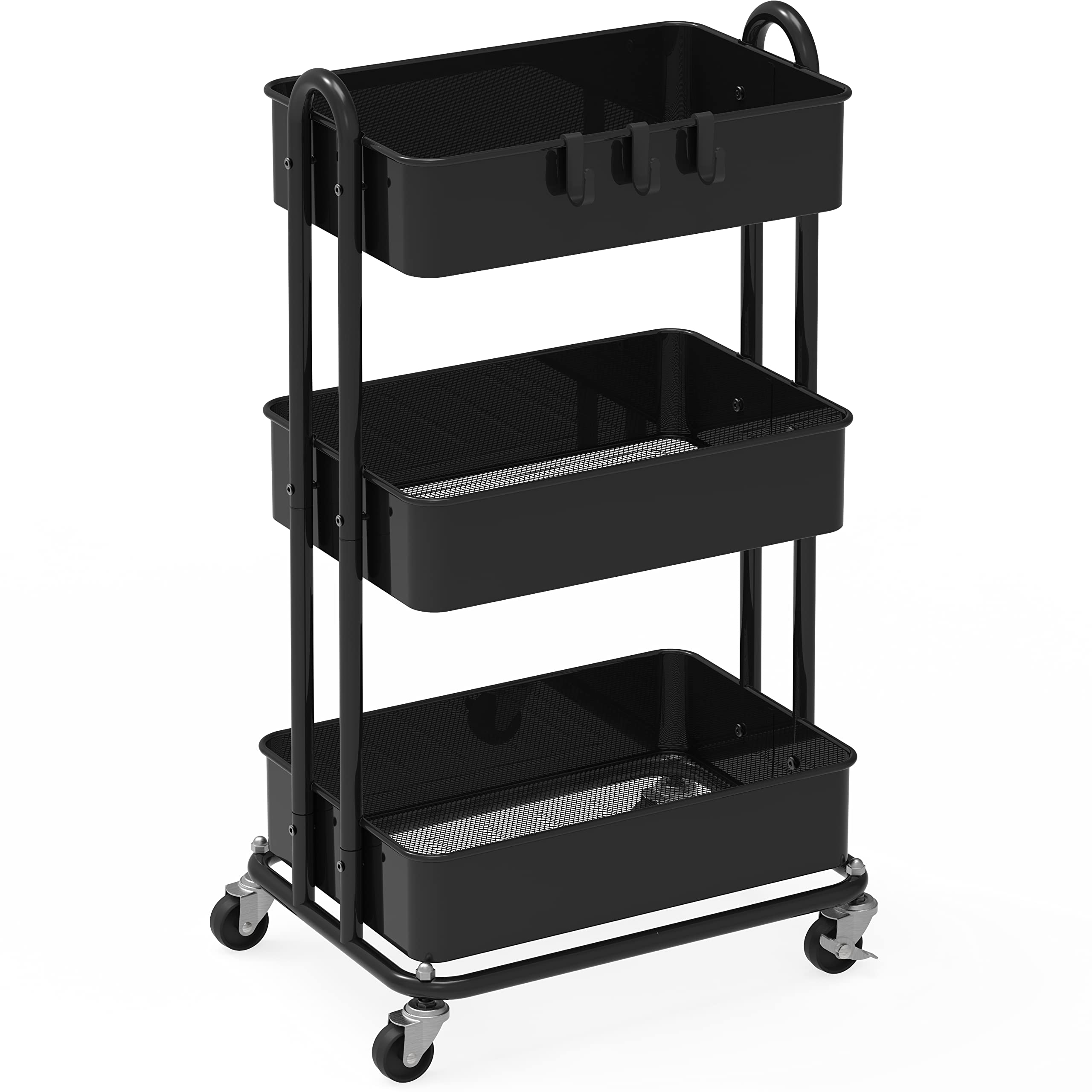 Simple Houseware 3-Tier Heavy Duty Metal Utility Rolling Cart, Purple