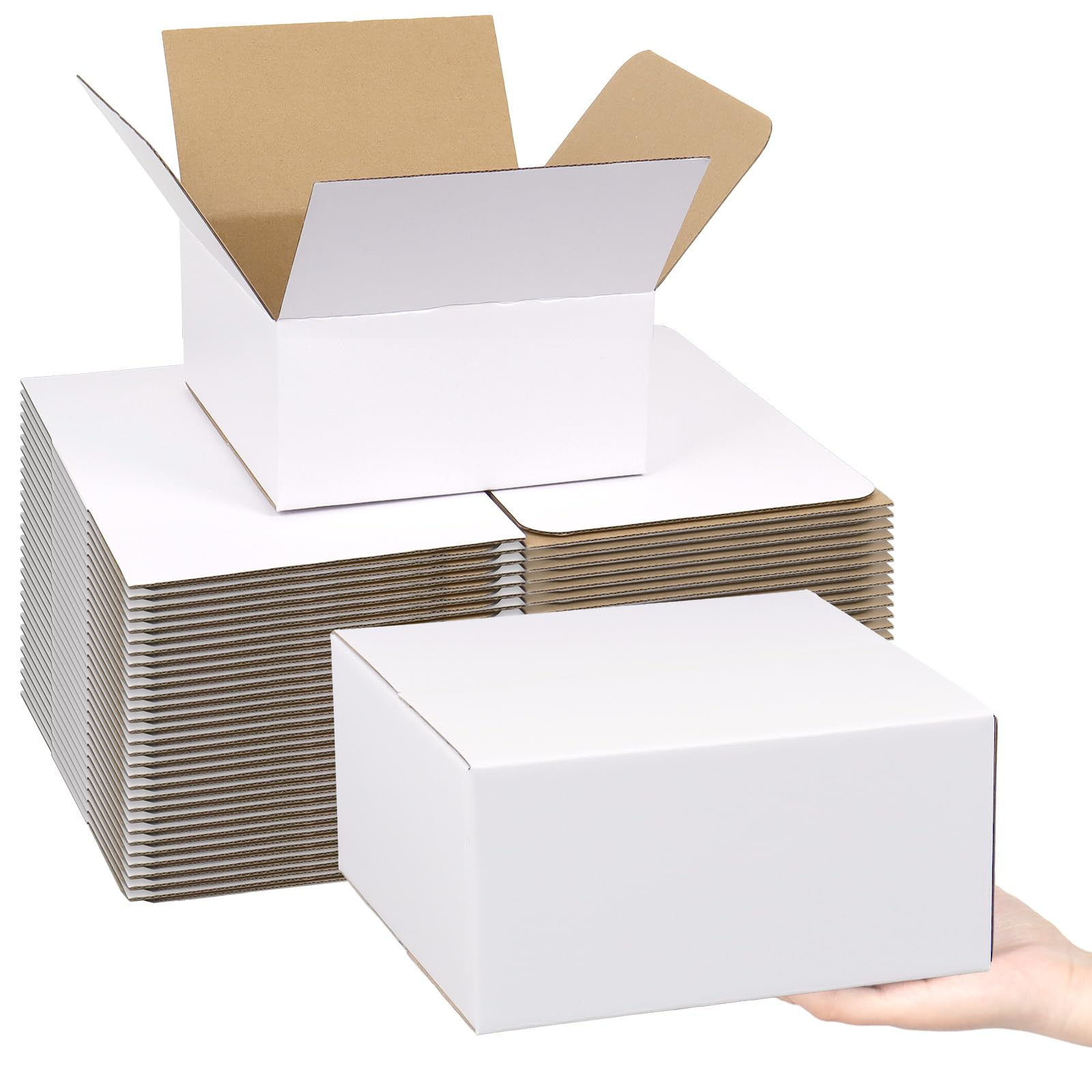 White Shipping Boxes Medium 8X8X4 Inches, 30 Pack Corrugated Cardboard Boxes Bulk, Mailer Boxes For Small Business Packing Maili