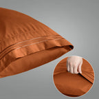 Aormenzy Microfiber Pillow Cases - Standard Size Set Of 2-1800 Thread Count Ultra Soft Rust Pillowcases - Wrinkle Resistant Pill