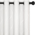 Deconovo Pure White Silver Wave Print Room Darkening Curtains, 50% Light Blocking Curtains For Bedroom Living Room, 52X96 Inch,