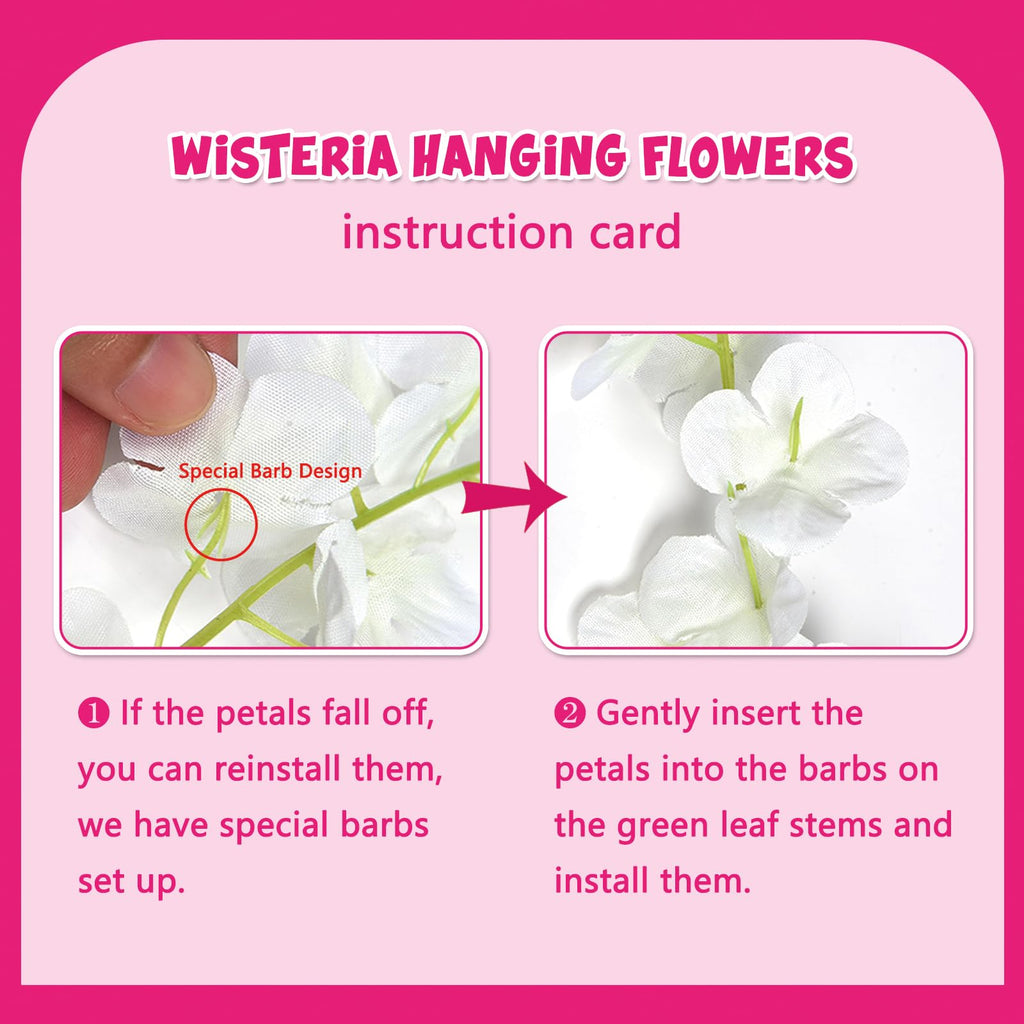 Luerbi 5 Pack Fuchsia Wisteria Hanging Flowers Garland, 3.77 Feet Fuchsia Artificial Wisteria Flower Vines, Fake Fuchsia Wisteri