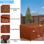 Nettypro Waterproof Ottoman Cover Square 24 X 24 Inch Outdoor Patio Furniture Ottoman Table Cover, Brown