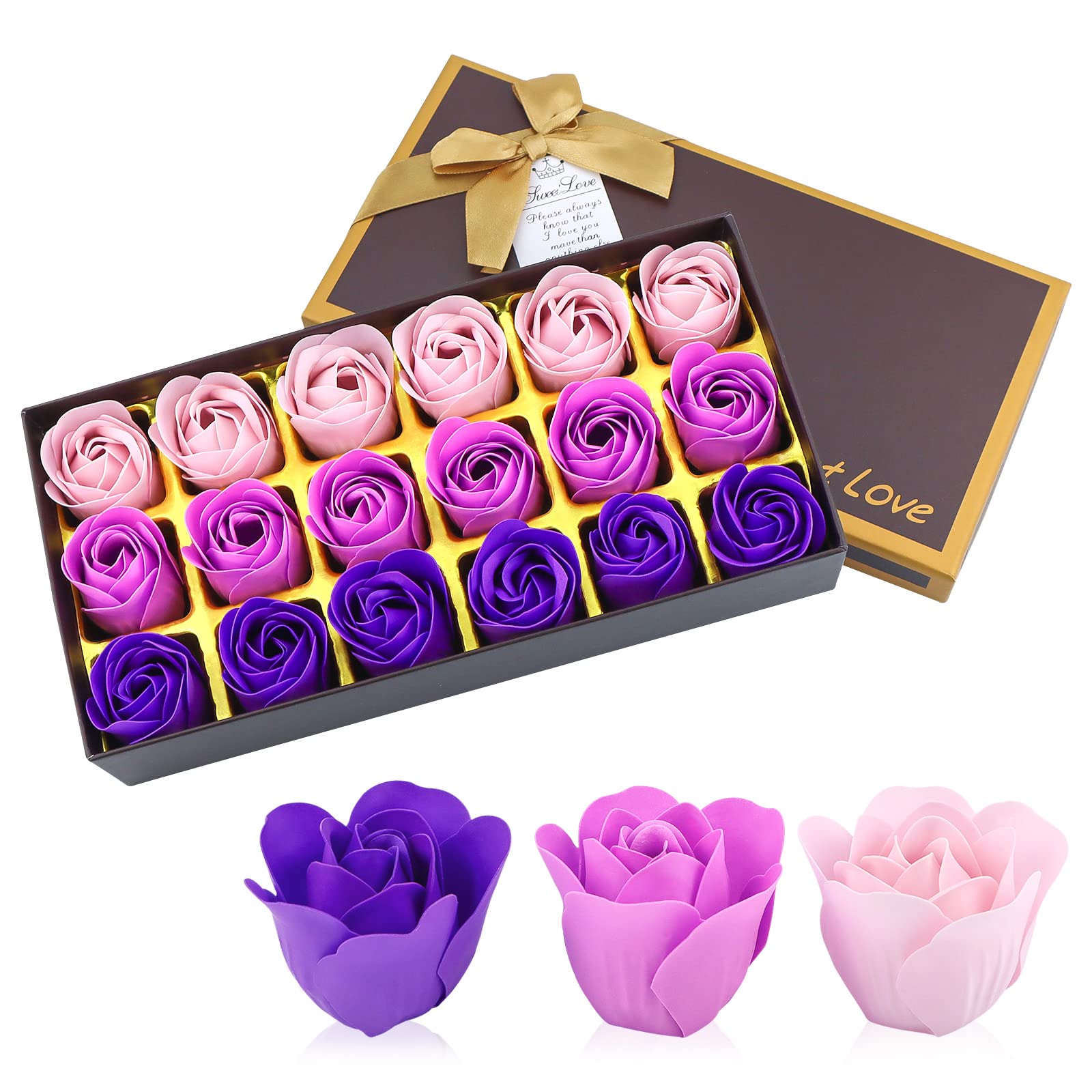JIALEEY Floral Scented Bath Soap Rose Flower Petals, Plant Essential Oil Rose Soap Set, Best Gifts Ideas for Her Women Girls Mom