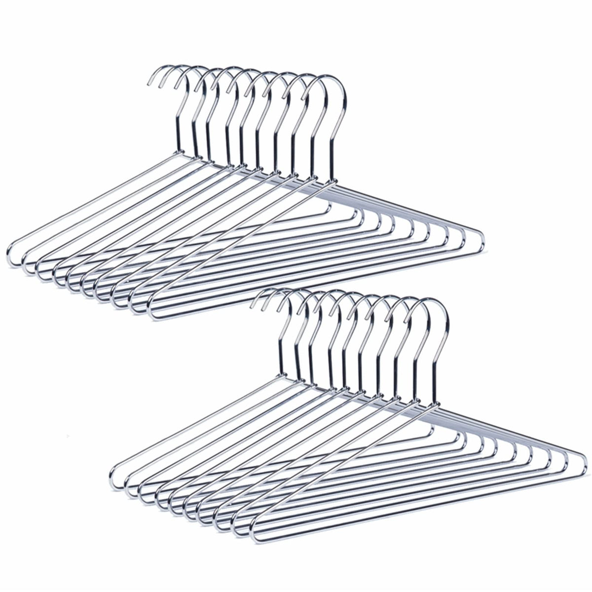 Amber Home 20 Pack Heavy Duty Metal Shirt Coat Hangers, Stainless Steel Clothes Hanger With Polished Chrome, 17 Inch Silver Meta