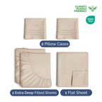 Extra Deep Pocket Split King Sheets - 5 Piece Breathable & Cooling Bed Sheets - Hotel Luxury Bed Sheet Set - Soft, Wrinkle Free & Comfy - Easily Fits Extra Deep Mattresses - Deep Pocket Wheat Sheets
