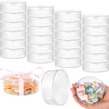 Taiyin 50 Pcs Plastic Acrylic Circle Box with Lid Clear Acrylic Box Small 3 Round Cube Organizer Transparent Storage Boxes Con