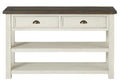 Martin Svensson Home Solid Wood Sofa Console Table, Cream White with Brown Top