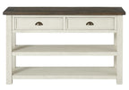 Martin Svensson Home Solid Wood Sofa Console Table, Cream White with Brown Top