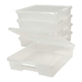 Storex Classroom Craft Project Box - Stacking Plastic Organizer Fits 12X12 Scrapbooking Paper, Clear, 5-Pack (63209U05C)