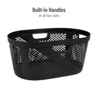 Mind Reader 40L Laundry Basket, Clothes Hamper, Ventilated, Plastic, 23''L X 14.5''W X 10.5''H, Set Of 2, Black