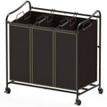 Simple Houseware Heavy Duty 3-Bag Laundry Sorter Rolling Cart, Bronze