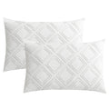 Jellymoni 2 Pack White Pillowcases Standard Size, Soft Microfiber Geometric Tufted Pillow Covers With Envelope Closure (Pillows