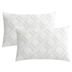 Jellymoni 2 Pack White Pillowcases Standard Size, Soft Microfiber Geometric Tufted Pillow Covers With Envelope Closure (Pillows