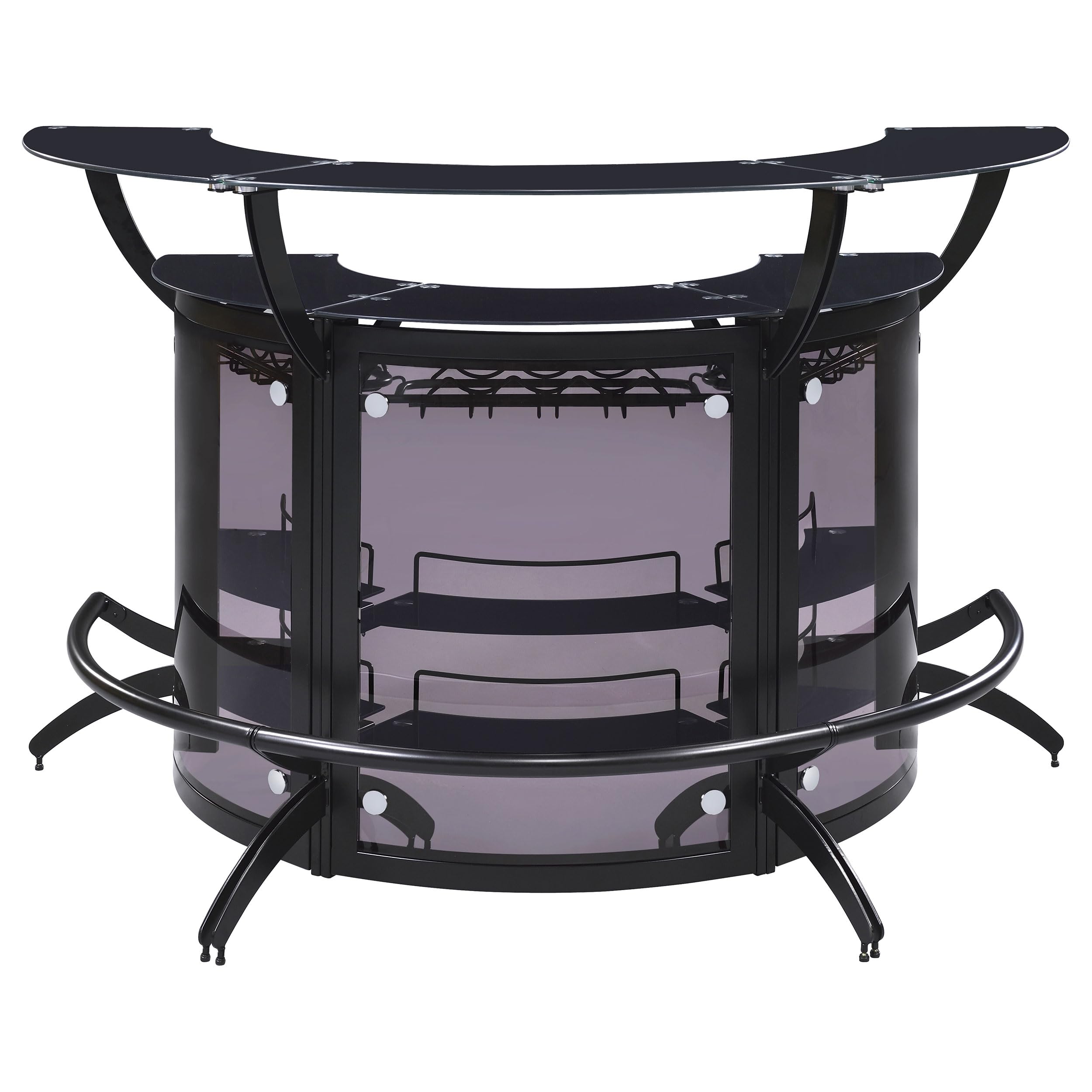 Coaster Home Furnishings Dallas 2-Shelf Curved Home Bar Smoke and Black Glass (Set of 3)
