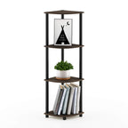 Furinno Turn-N-Tube 4-Tier Corner Display Rack Multipurpose Shelving Unit, Columbia Walnut/Black