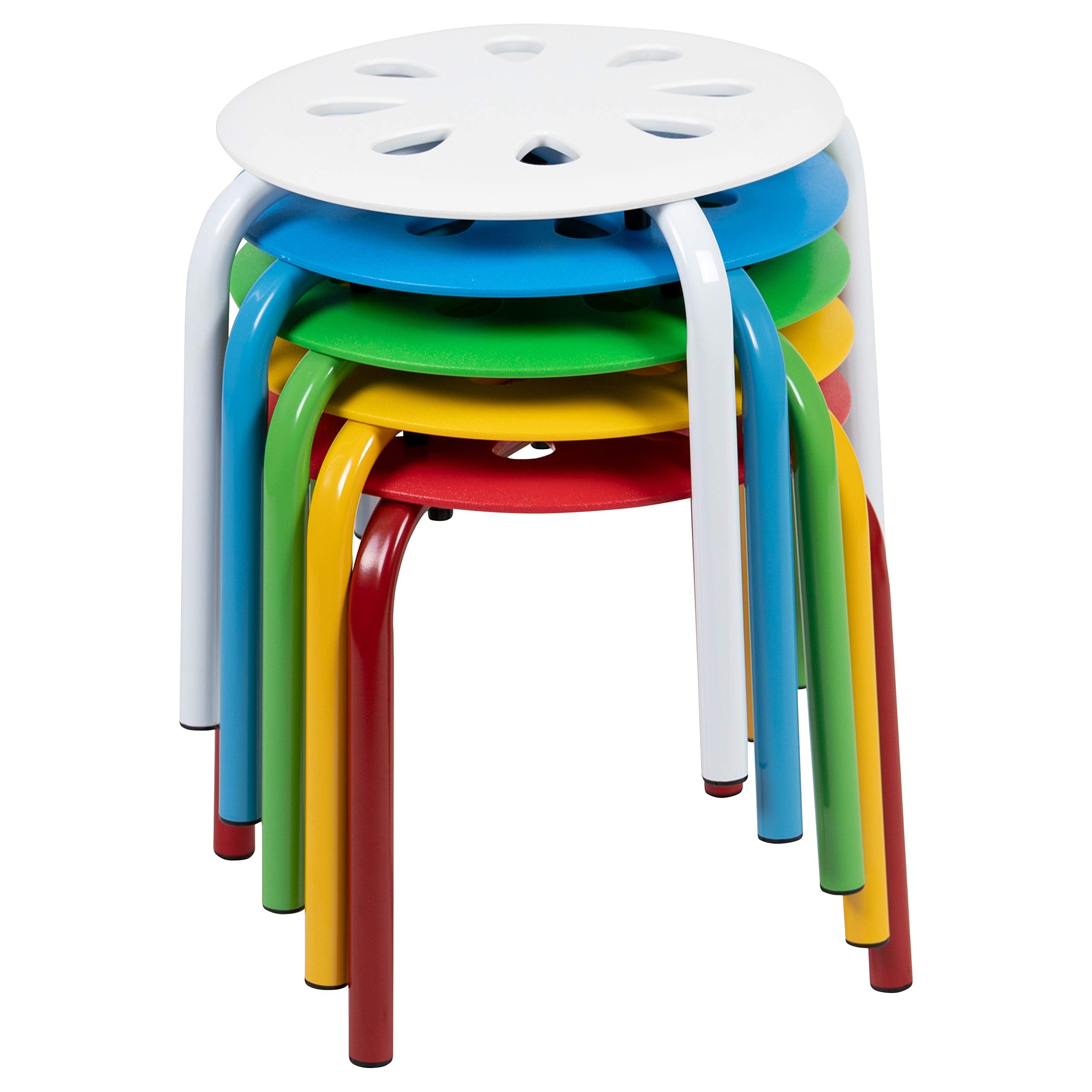 Flash Furniture Bentley Plastic Nesting Stack Stools, 11.5"Height, Assorted Colors (5 Pack)