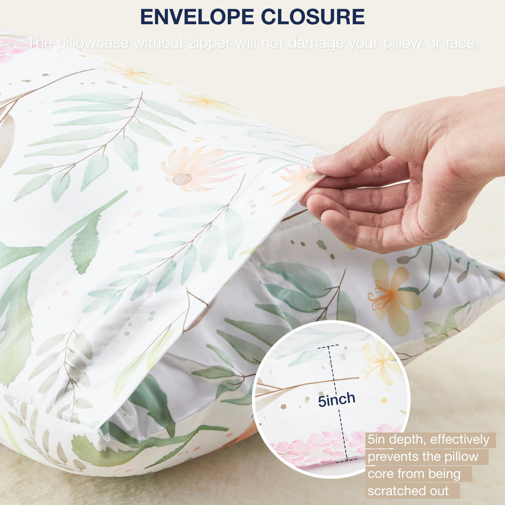 Exq Home Satin Pillowcase For Hair And Skin Queen - Multicolor Printed Flower Silk Pillowcase 2 Pack 20X30 Inches - Satin Pillow